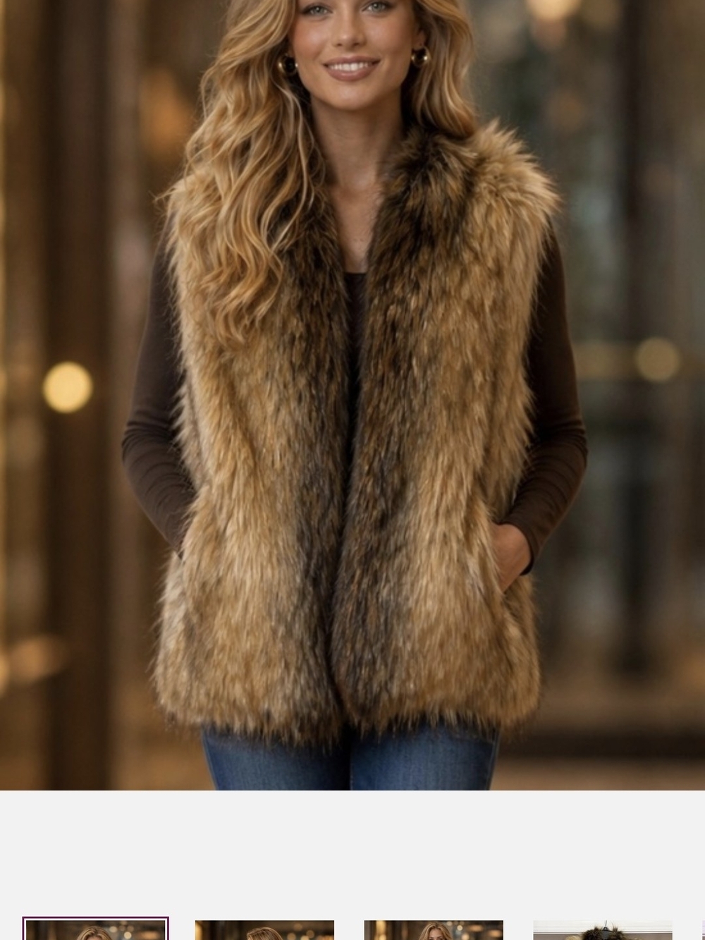 Fabulous Furs By Donna Saylers FAUX Fur Vest Size XL